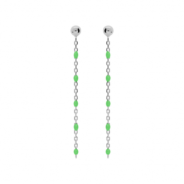 Boucles d'oreilles Tige Argent 925 Olives Résine Vert Fluo