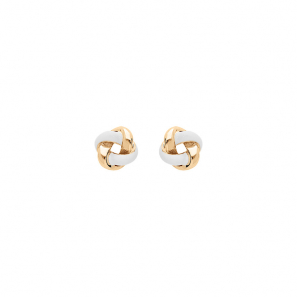 Boucles d'oreilles Argent 925 Doré Rosace Résine Blanche