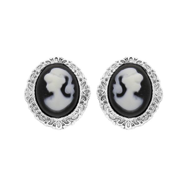 Boucles d'oreilles Argent 925 Camé Noir