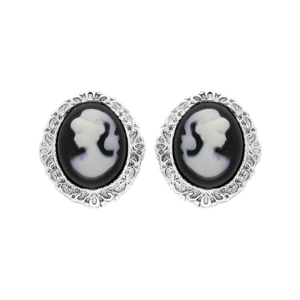 Boucles d'oreilles Argent 925 Camé Noir