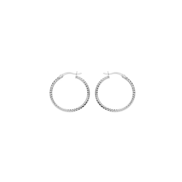 Boucles d'oreilles Argent 925 Créole Fil Diamanté 25mm