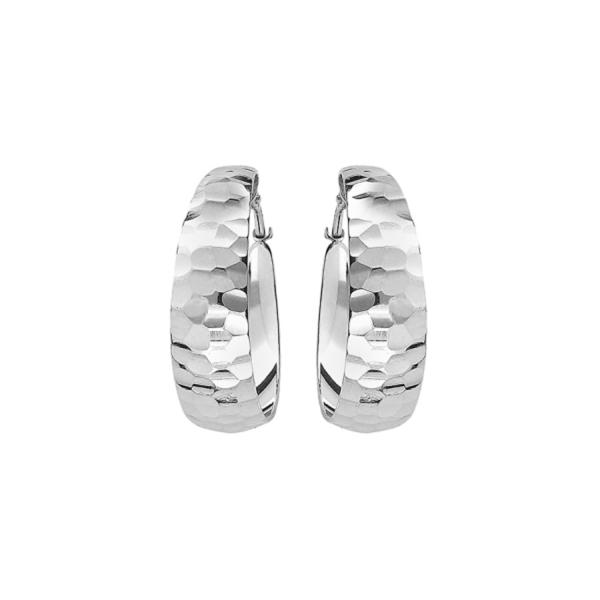 Boucles d'oreilles Argent 925 Créole Martelée 20 mm