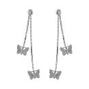 Boucles d'oreilles Argent 925 Double Chaines Papillons