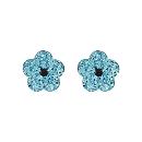 Boucles d'oreilles Argent 925 Enfant Fleur Strass Bleu