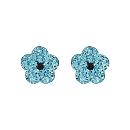 Boucles d'oreilles Argent 925 Enfant Fleur Strass Bleu