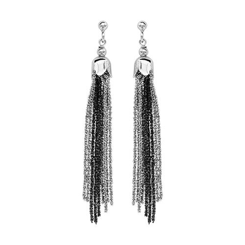 Boucles d'oreilles Argent 925 Multi-Fils Ruthenium Noir