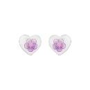 Boucles d'oreilles Argent 925 Enfant Coeur Fleur Rose