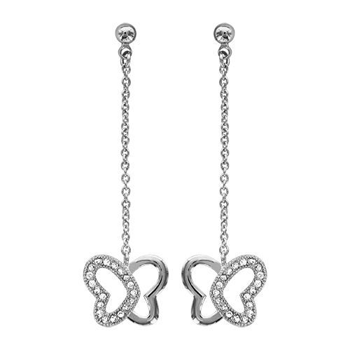 Boucles d'oreilles Argent 925 Papillon Aile Lisse + Aile Zirconium Sertis