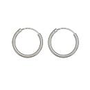 Boucles d'oreilles Argent 925 Rhodié Créole Tube 2 mm Diam. 25 mm