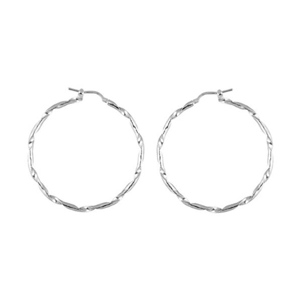 Boucles d'oreilles Argent 925 Créole Torsadée 45 mm