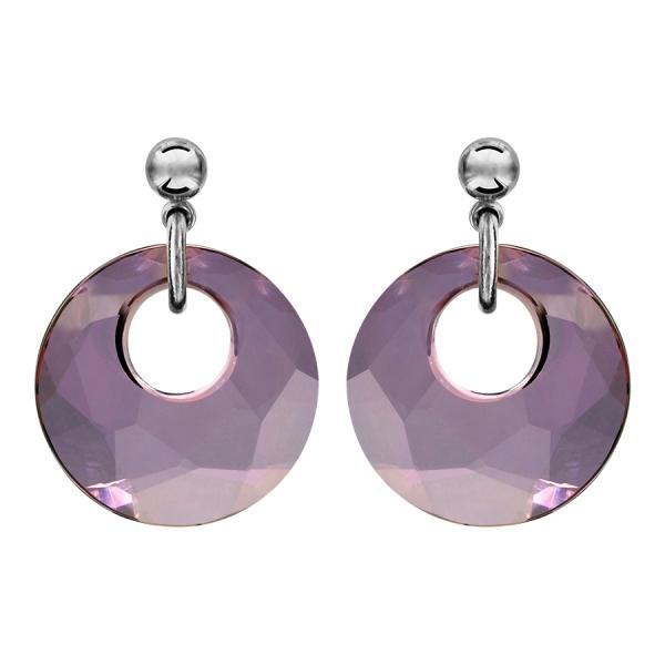 Boucles d'oreilles Argent 925 Rond Cristal Violet