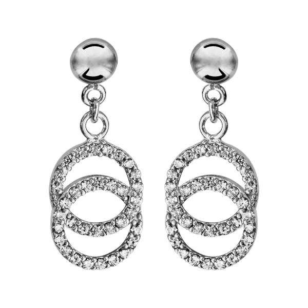 Boucles d'oreilles Argent 925 et Zirconium Sertis 2 Cercles 