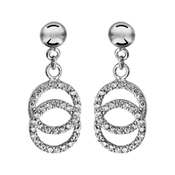 Boucles d'oreilles Argent 925 et Zirconium Sertis 2 Cercles 