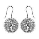 Boucles d'oreilles Argent 925 Rondelle Givrée Arbre de Vie 