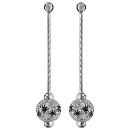 Boucles d'oreilles Argent 925 Longues Boule Diamanté Etoiles