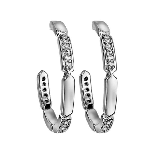 Boucles d'oreilles Argent 925 Barrettes avec Zirconium Sertis