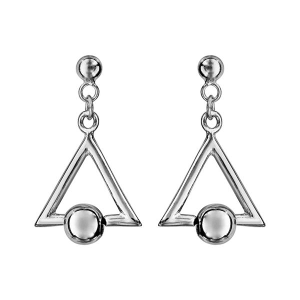 Boucles d'oreilles Argent 925 Triangle et Boule Articulée 