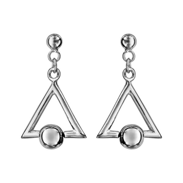 Boucles d'oreilles Argent 925 Triangle et Boule Articulée 