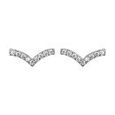 Boucles d'oreilles Argent 925 Forme V avec Zirconium Serti