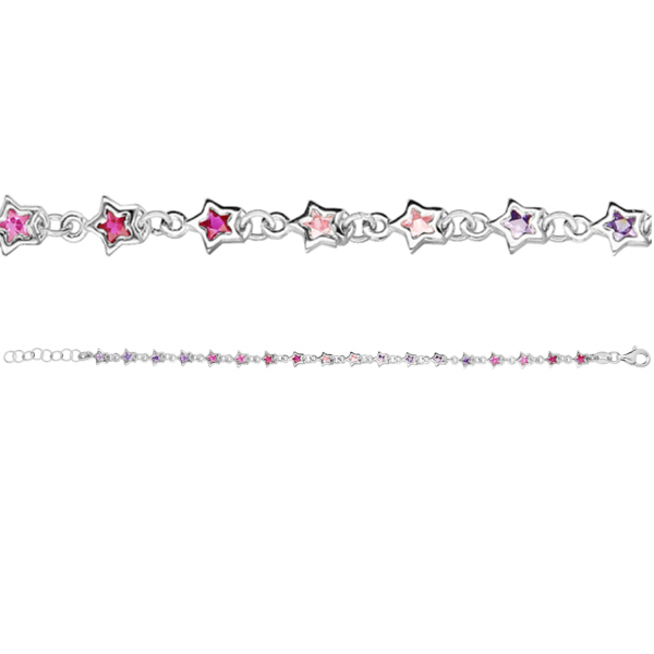 Bracelet  Argent 925 Etoiles Multicolore