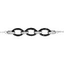 Bracelet Argent 925 Triple Anneaux Céramique Noire + Zirconium Sertis