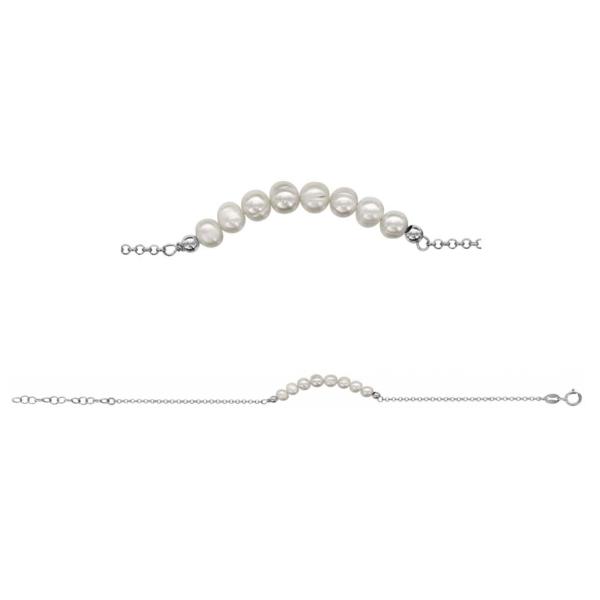 Bracelet Argent 925 avec Perles d'eau Douce Blanches