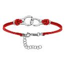 Bracelet Argent 925 Cordon Double Rouge Interchangeable Motif Menottes