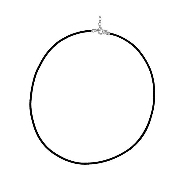 Collier Cordon Cuir Noir + Fermoir Argent 925 2 mm 