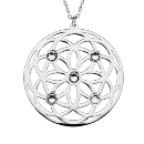 Collier Argent 925 Pendentif Fleur Zirconium  