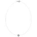 Collier Argent 925 Fil Nylon Pendentif Boule Strass Blanc 7 mm 42 cm