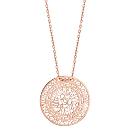 Collier Argent 925 Dorure Rose Pendentif Rond Motif Découpé