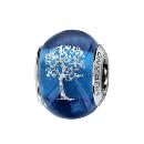 Charms Argent 925 Perle Murano Arbre De Vie Bleu  