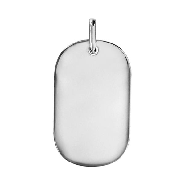 Pendentif Argent 925 Plaque Militaire GI Pans Arrondis Modèle Grand