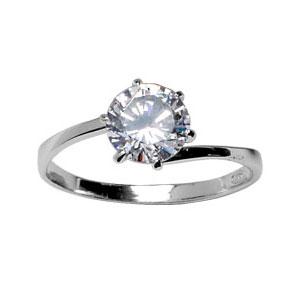 Bague Argent 925 et Solitaire Pierre Zirconium 6 Griffes