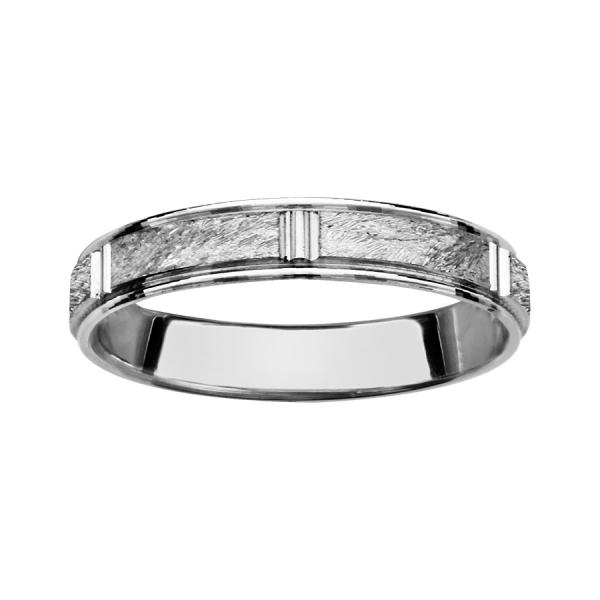 Bague Alliance Argent 925 Relief Satiné Mate et Brillante 4 mm