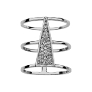 Bague Argent 925 Triple Anneaux Triangle Pavé Zirconium