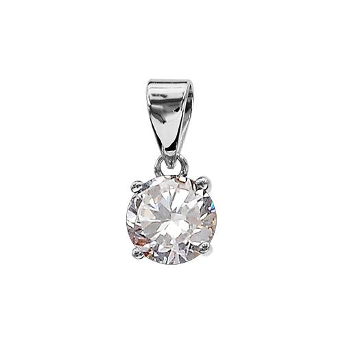 Pendentif Argent 925 Solitaire Zirconium 4 Griffes 7 mm