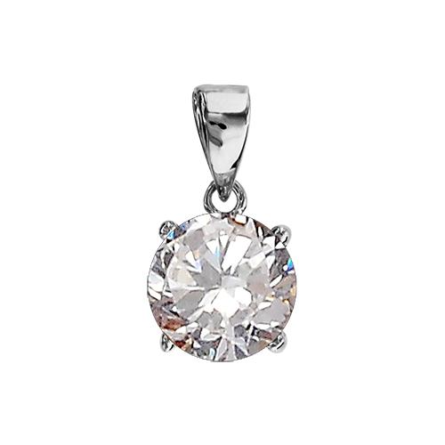 Pendentif Argent 925 Solitaire Zirconium 4 Griffes 9 mm