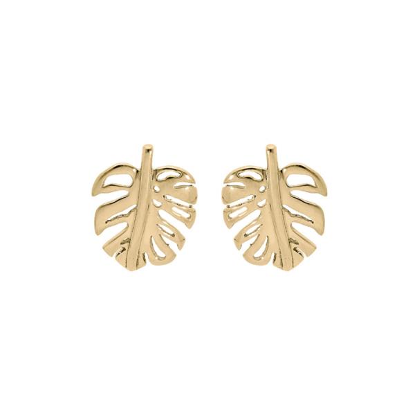 Boucles d'oreilles Acier 316 L et PVD Jaune Pendentif Feuillage