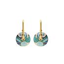 Boucles d'oreilles Tige Acier 316 L Doré Anneau Résine Bleu