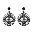 Boucles d'oreilles Acier 316 L Rond Filigrané Noir