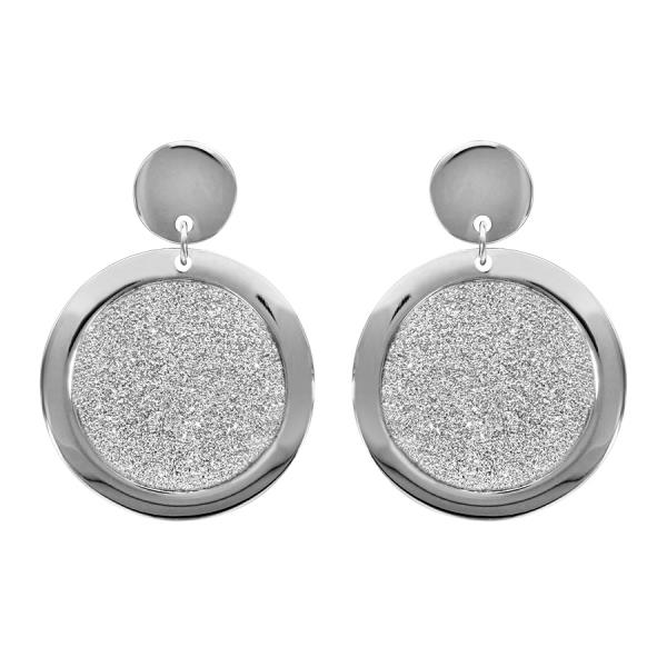 Boucles d'oreilles Acier 316 L Motif Rond Effet Givré