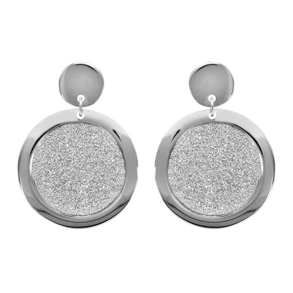 Boucles d'oreilles Acier 316 L Motif Rond Effet Givré