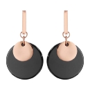 Boucles d'oreilles Acier 316 L Rose Rondelle Céramique Noire