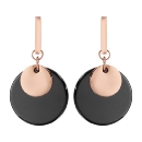 Boucles d'oreilles Acier 316 L Rose Rondelle Céramique Noire