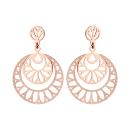 Boucles d'oreilles Acier 316 L Rosé Pendantes Rond Ajouré Partie Granité