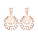 Boucles d'oreilles Acier 316 L Rosé Pendantes Rond Ajouré Partie Granité