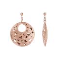 Boucles d'oreilles Acier 316 L Rosé Rond Bombé Motifs Coeurs