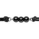 Bracelet Acier 316 L et Cordon Coton 3 Boules Céramique Noire