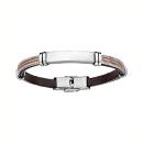 Bracelet Acier 316 L et Cuir Cable 2 Tons Plaque Rectangulaire Option Gravure